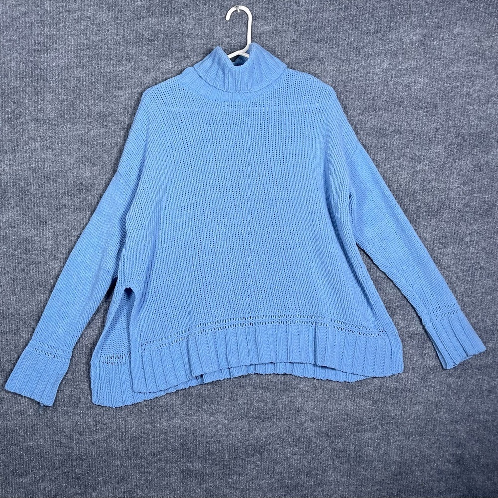 Aerie Women’s XS Baby‎ Blue Oversized Chunky Knit Turtleneck Grannycore Sweater